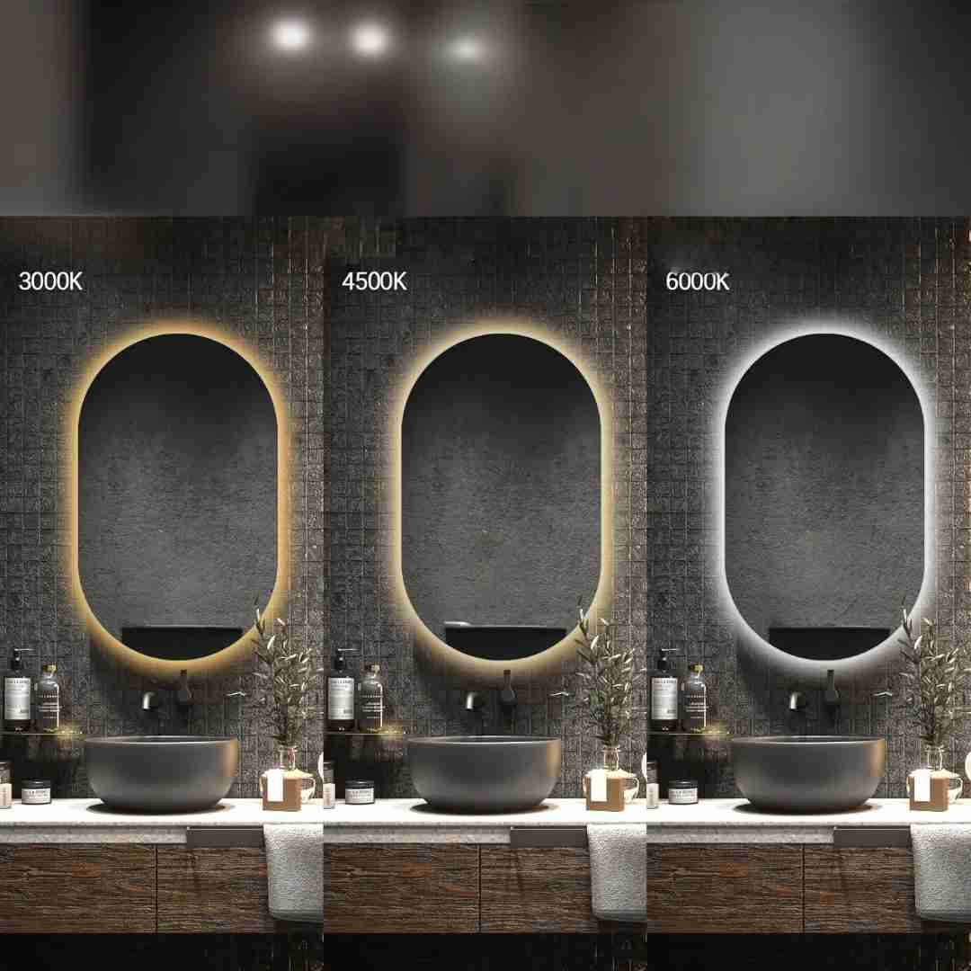 Espelho Oval Lapidado com LED 120x60 cm com Touch-Screen Premium