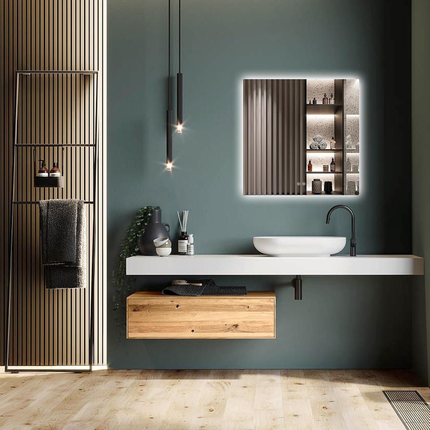 Espelho Quadrado Led Indireto Tamanho 70x70 Cm Premium Luxo