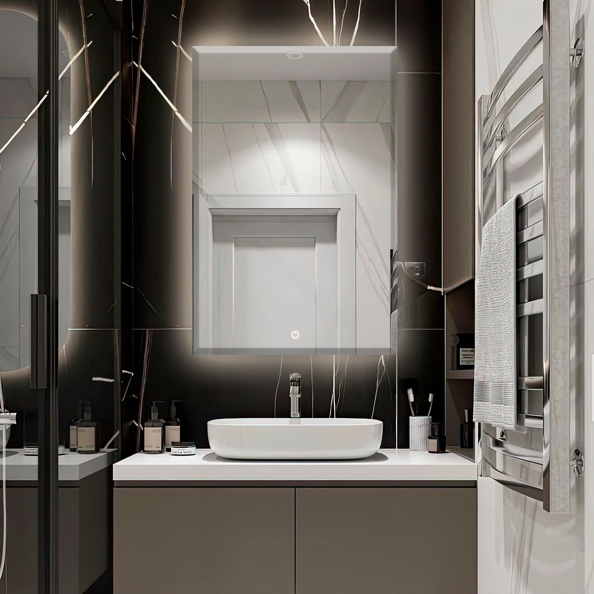 Espelho Bisotê Com Led 120x60 Cm Retangular Decorativo Botão Touch Luxo