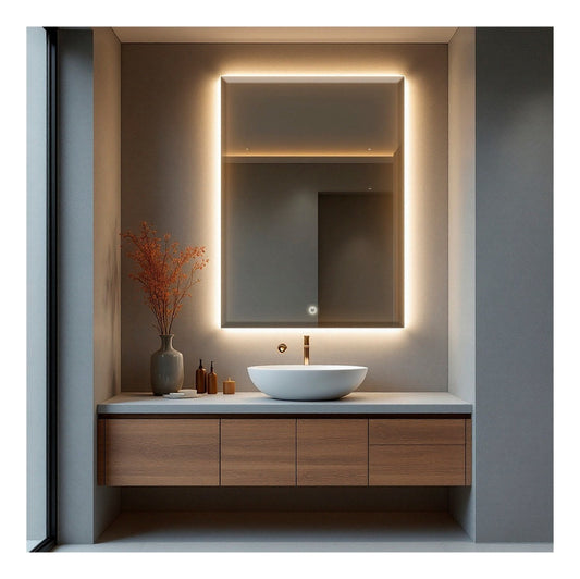 Espelho Bisotê Com Led 120x60 Cm Retangular Decorativo Botão Touch Luxo