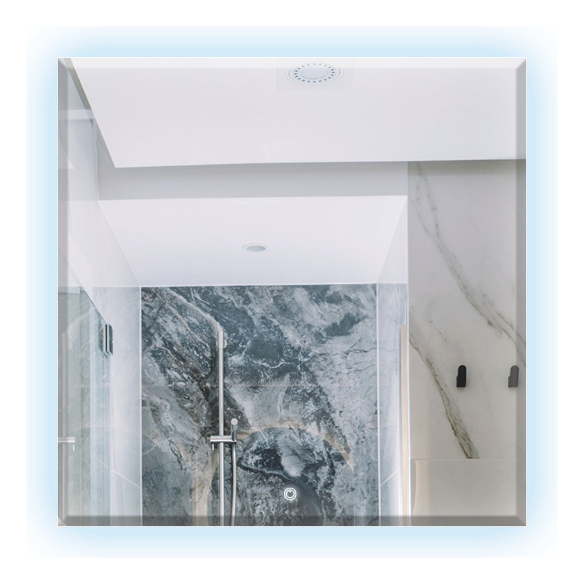 Espelho Bisotê Com Led Quadrado 90x90 Cm Luz Indireta Fundo