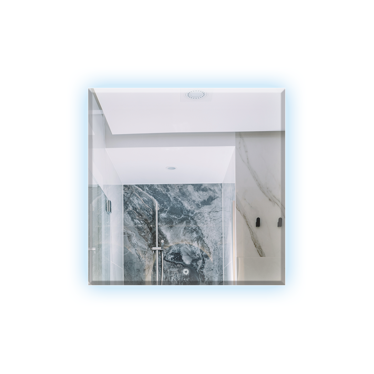 Espelho Bisotê Com Led Quadrado 80x80 Cm Luz Indireta Fundo