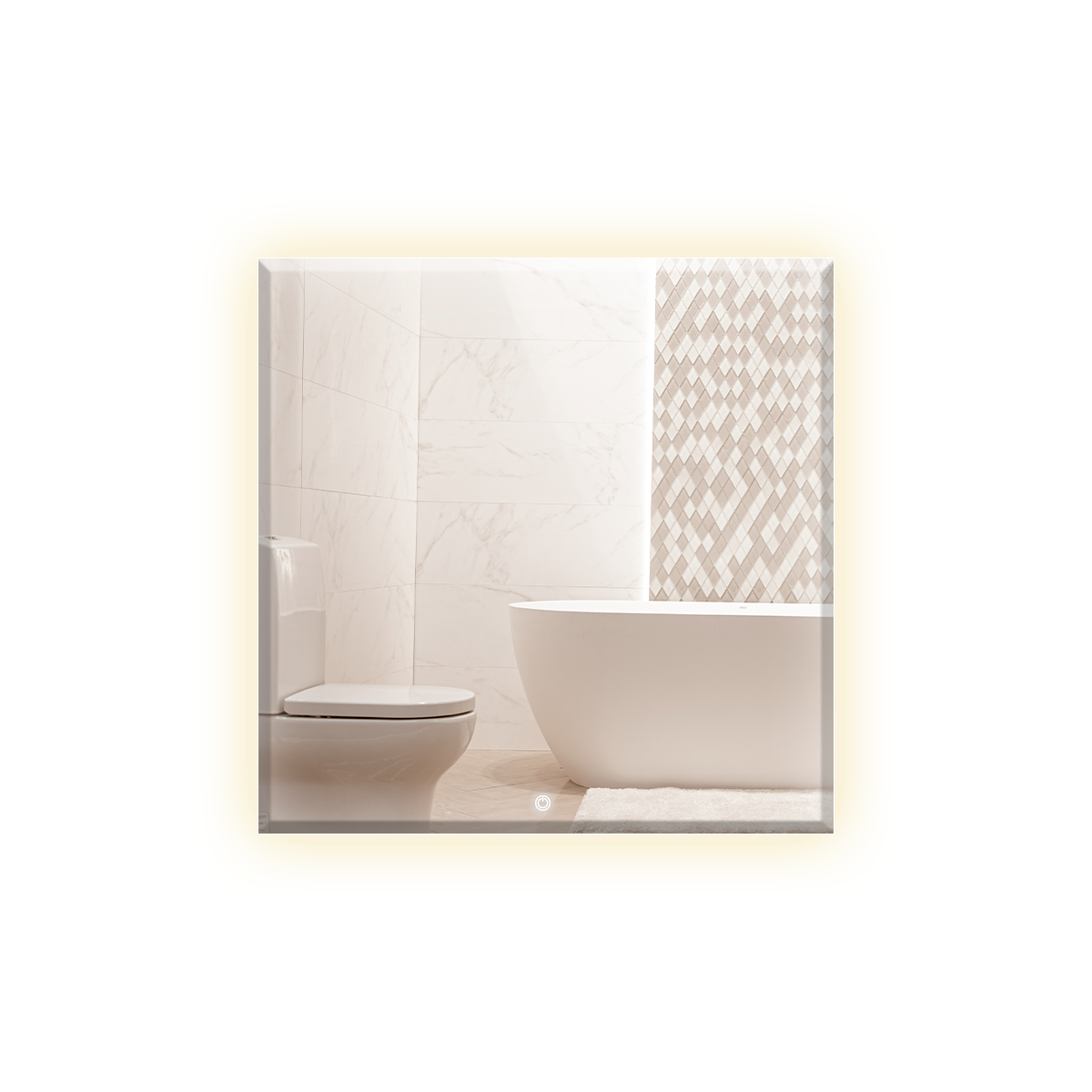 Espelho Bisotê Com Led Quadrado 80x80 Cm Luz Indireta Fundo