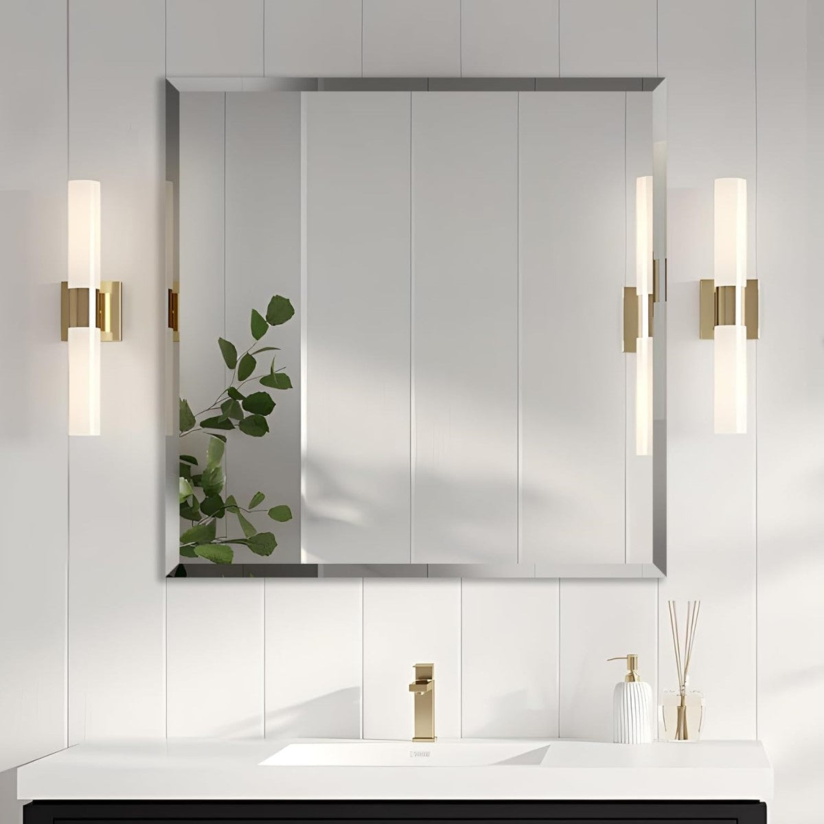 Espelho 110x80 Cm Retangular Bisotê Luxo + Kit Instalação