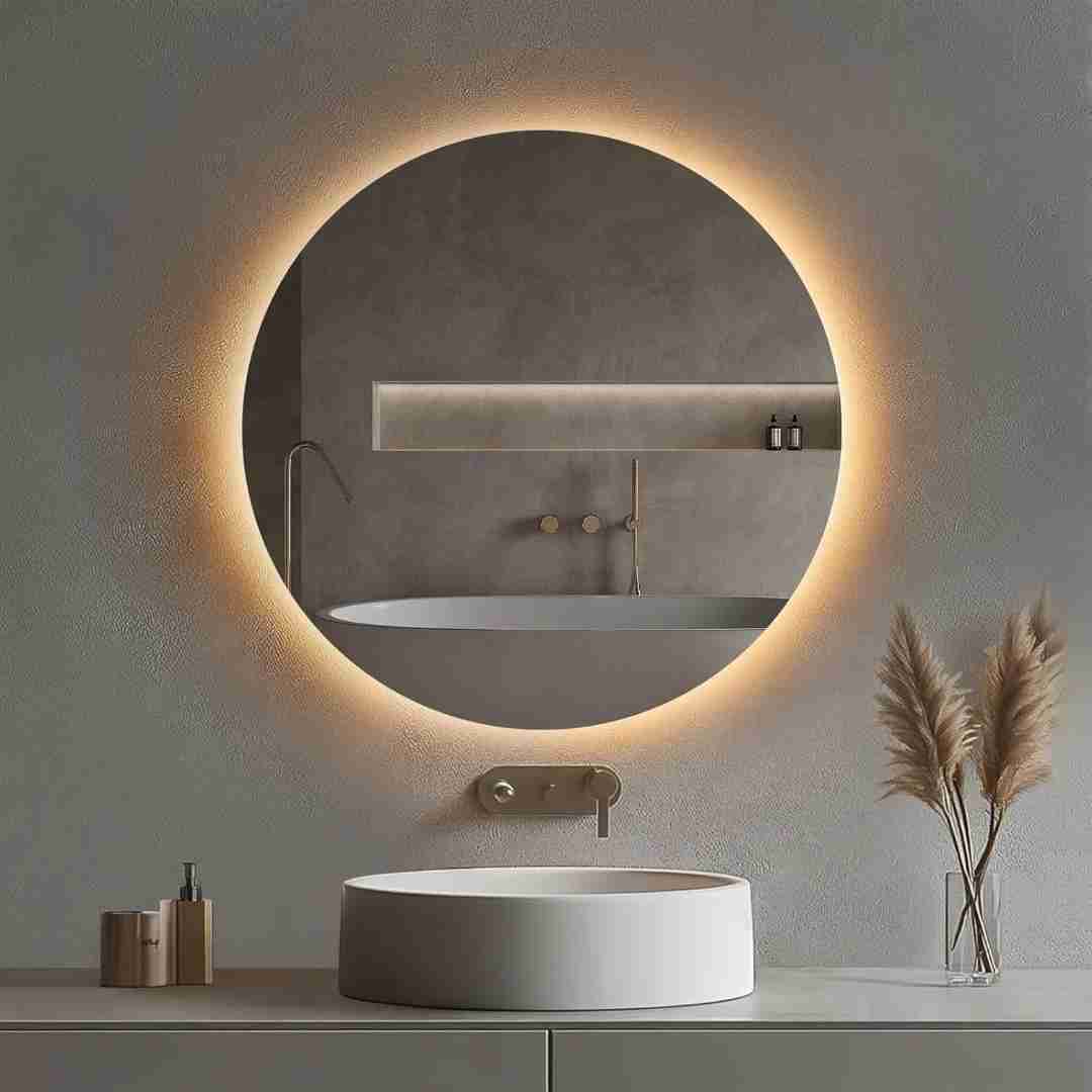 Espelho Led 100x100 cm Redondo Lapidado Premium