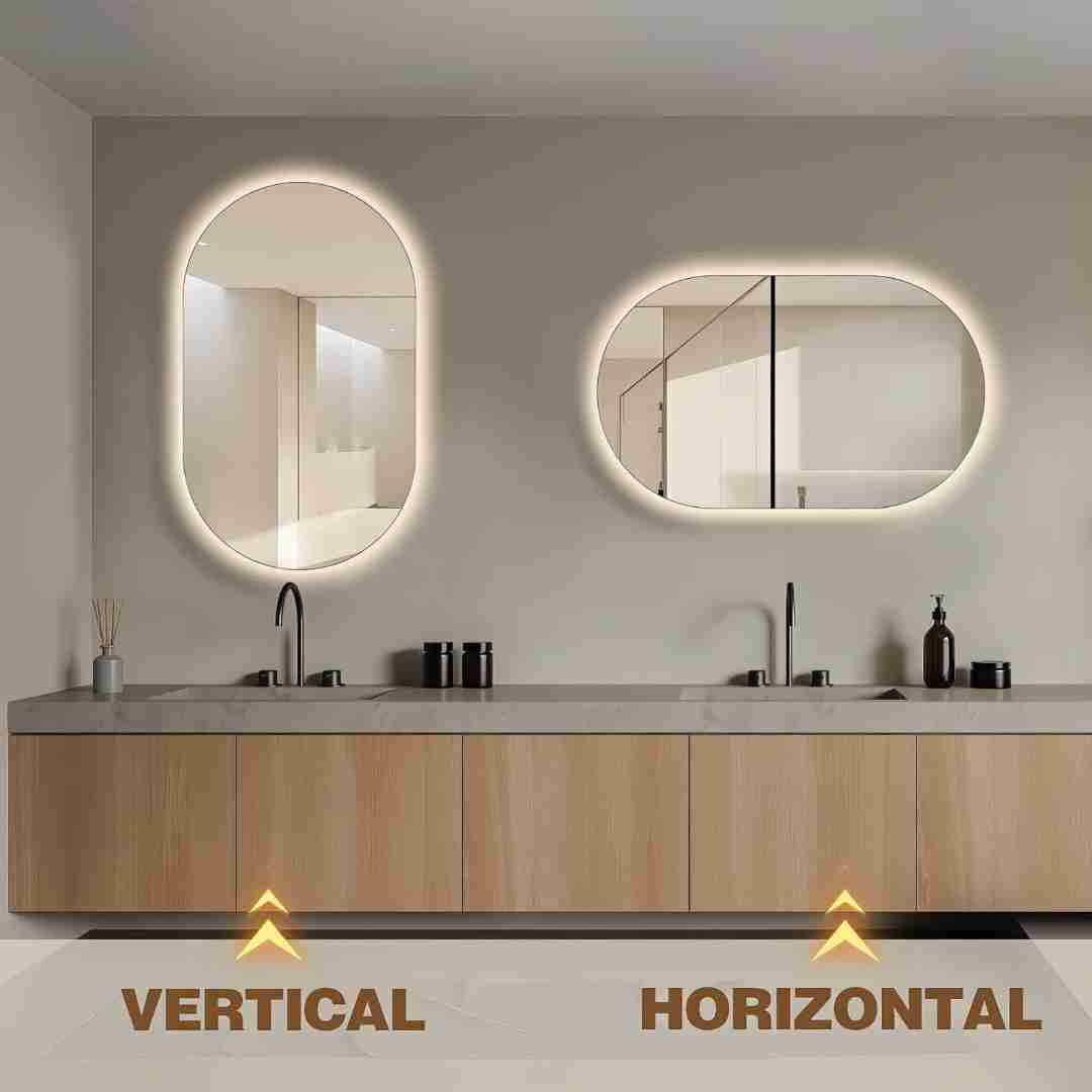 Espelho Oval Lapidado com LED 90x70 cm com Touch-Screen Premium