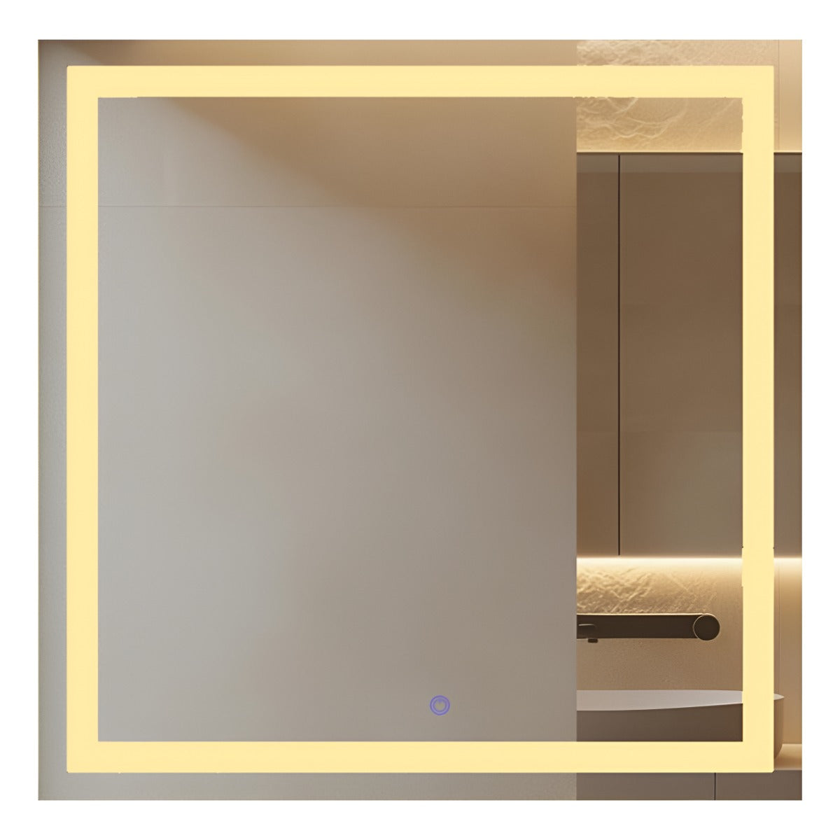 Espelho com Led Jateado Quadrado 60x60 Cm Touch-Screen Bivolt