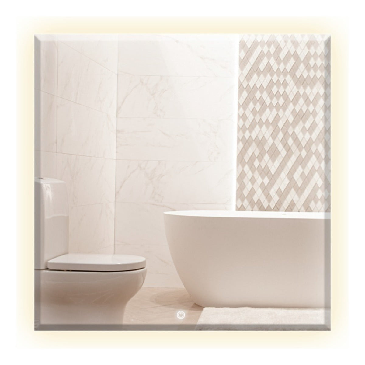 Espelho Bisotê Com Led Quadrado 70x70 Cm Luz Indireta Fundo