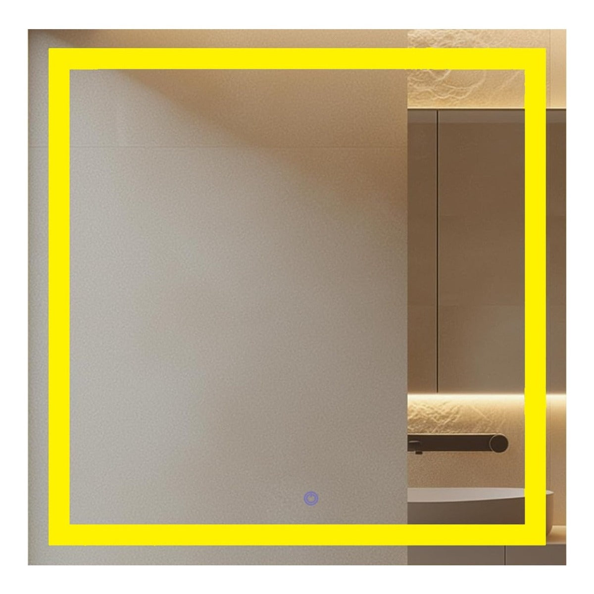 Espelho com Led Jateado Quadrado 60x60 Cm Touch-Screen Bivolt