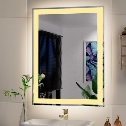 Espelho com Led Retangular Jateado 70x50 Cm Botão Touch Bivolt 110/220 V