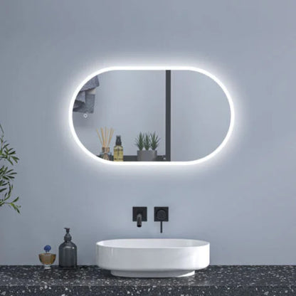 Espelho Oval Borda Infinita LED 120x60 Cm Lapidado Touch-Screen