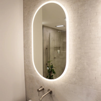Espelho Oval Borda Infinita LED 120x60 Cm Lapidado Touch-Screen