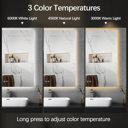 Espelho Quadrado com LED Indireto 120x120 cm Lapidado com Touch-Screen Premium