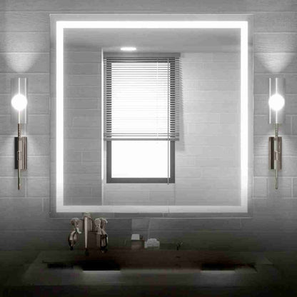 Espelho com Led Jateado Quadrado 90x90 Cm Touch-Screen Bivolt