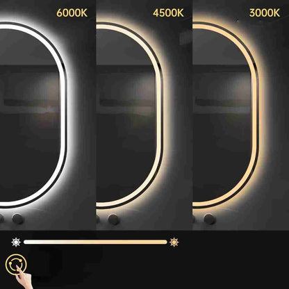 Espelho Oval Jateado com LED 90x70 cm Lapidado com Touch-Screen Premium