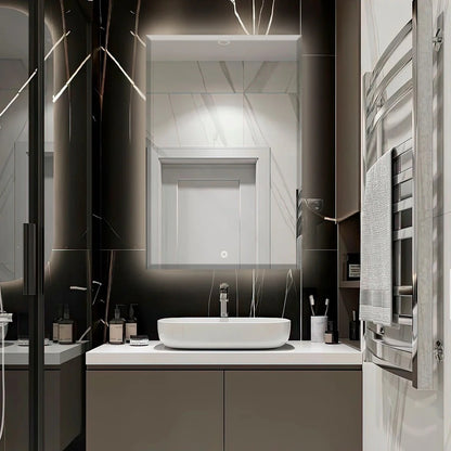 Espelho Bisotê Com Led 100x60 Cm Retangular Luz Indireta Decorativo Luxo