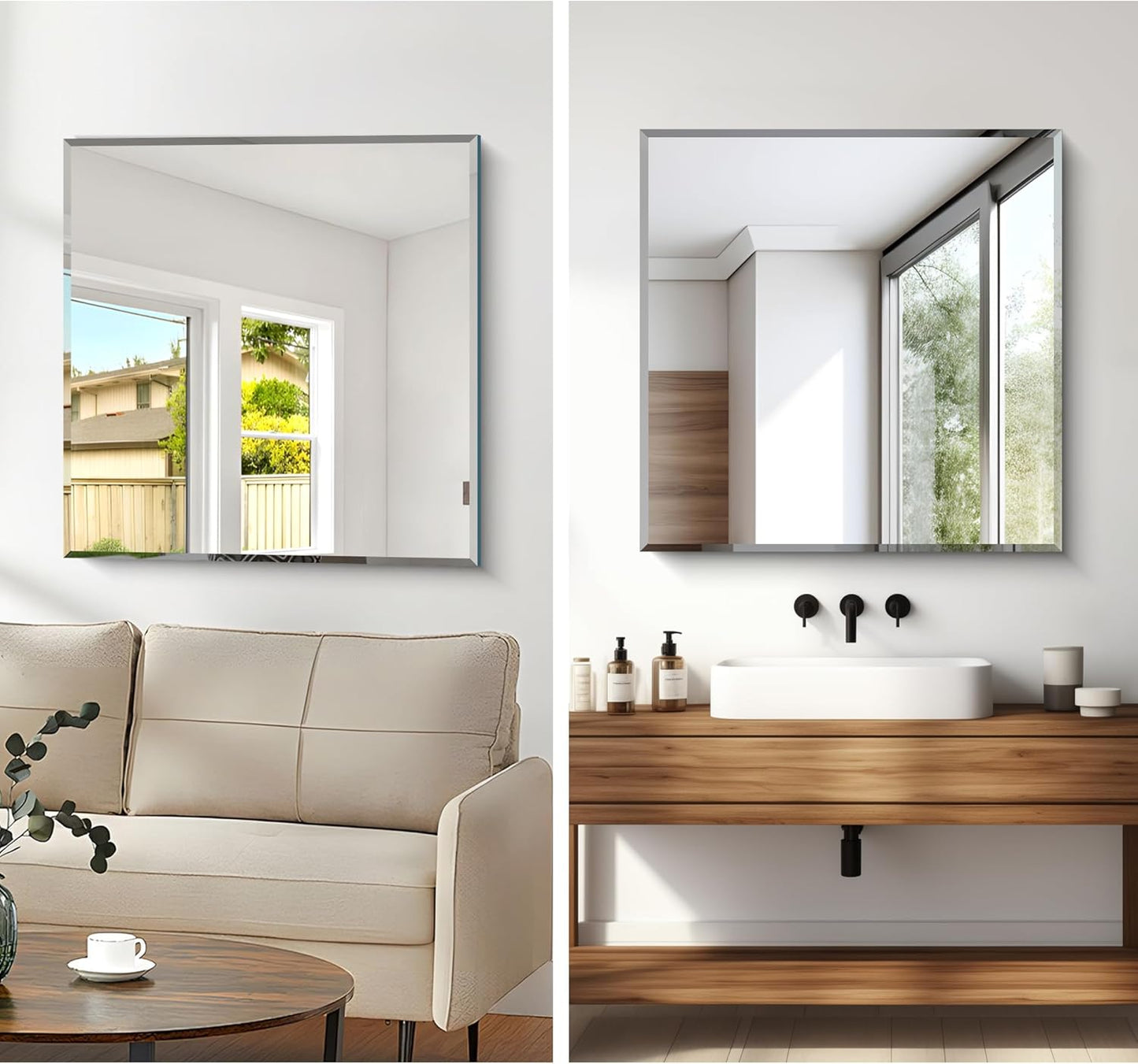 Espelho 110x80 Cm Retangular Bisotê Luxo + Kit Instalação