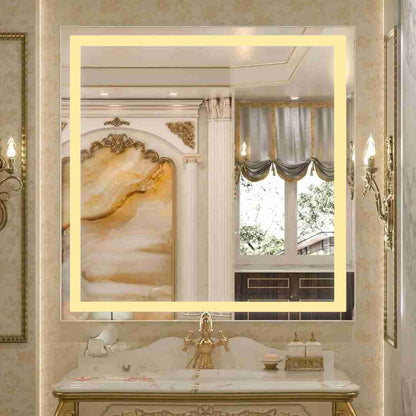 Espelho com Led Jateado Quadrado 60x60 Cm Touch-Screen Bivolt