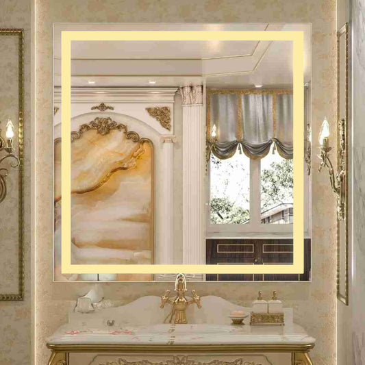 Espelho com Led Quadrado 50x50 Cm Jateado Touch-Screen Bivolt