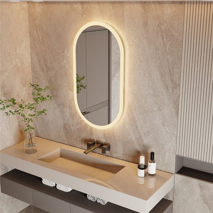 Espelho Oval Borda Infinita LED 120x60 Cm Lapidado Touch-Screen