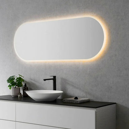 Espelho Oval Borda Infinita LED 120x60 Cm Lapidado Touch-Screen