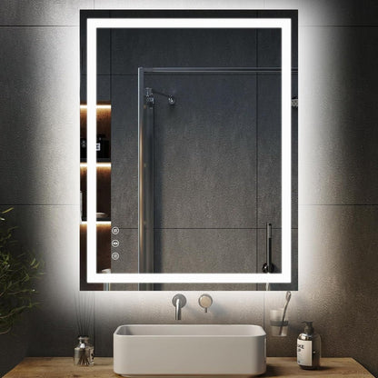 Espelho com Led Retangular Jateado 90x70 Cm Botão Touch Bivolt 110/220 V