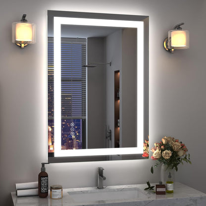 Espelho com Led Retangular Jateado 140x70 Cm Botão Touch Bivolt 110/220 V