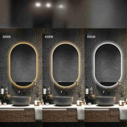 Espelho Oval Lapidado com LED 100x60 cm com Touch-Screen Premium