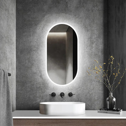 Espelho Oval Borda Infinita LED 120x60 Cm Lapidado Touch-Screen