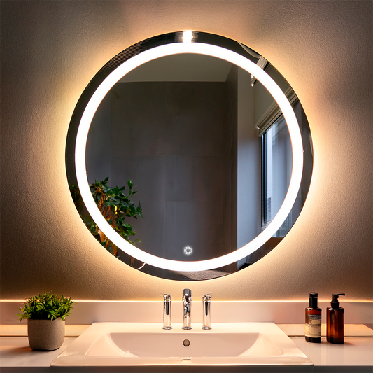 Espelho Redondo Jateado Com Led 50x50 Iluminado Led Touch Screen