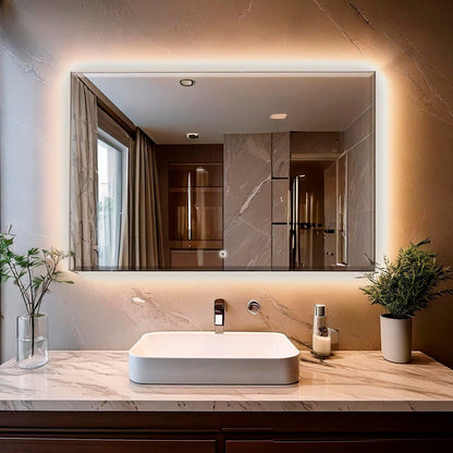Espelho Bisotê Com Led 120x60 Cm Retangular Decorativo Botão Touch Luxo