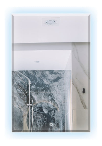 Espelho Bisotê Led Retangular 70x50 Cm Iluminação de Fundo com Botão Touch Luxo