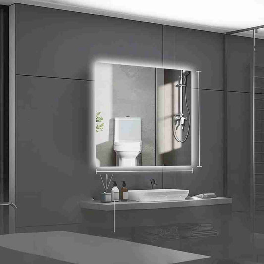 Espelho Quadrado Led Indireto Premium Tamanho 60x60 Cm Lapidado