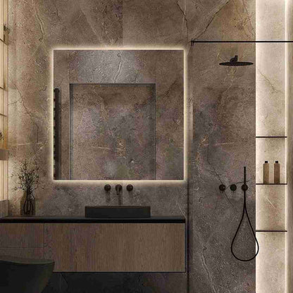 Espelho Quadrado Led Indireto Premium Tamanho 60x60 Cm Lapidado