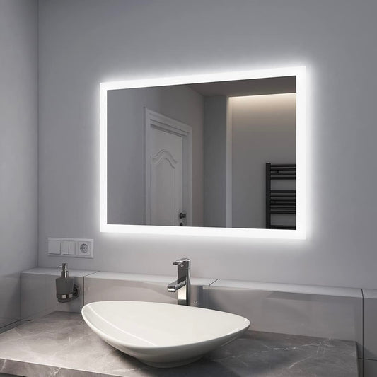 Espelho com Led Retangular 110x80 Cm Borda Infinita com Botão Touch Bivolt