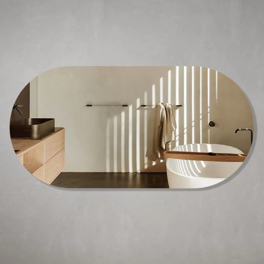 Espelho Oval 130x70 Cm Lapidado Decoração Luxo Sala Hall Quarto Banheiro