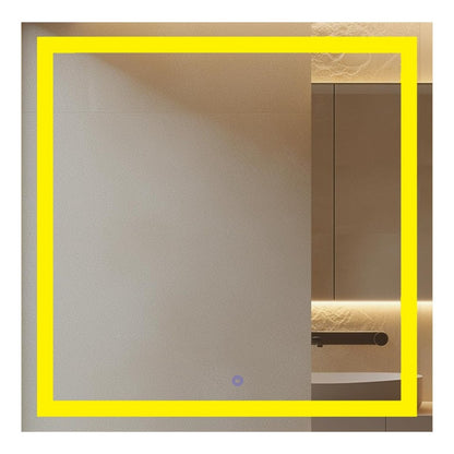 Espelho com Led Jateado Quadrado 80x80 Cm Touch-Screen Bivolt