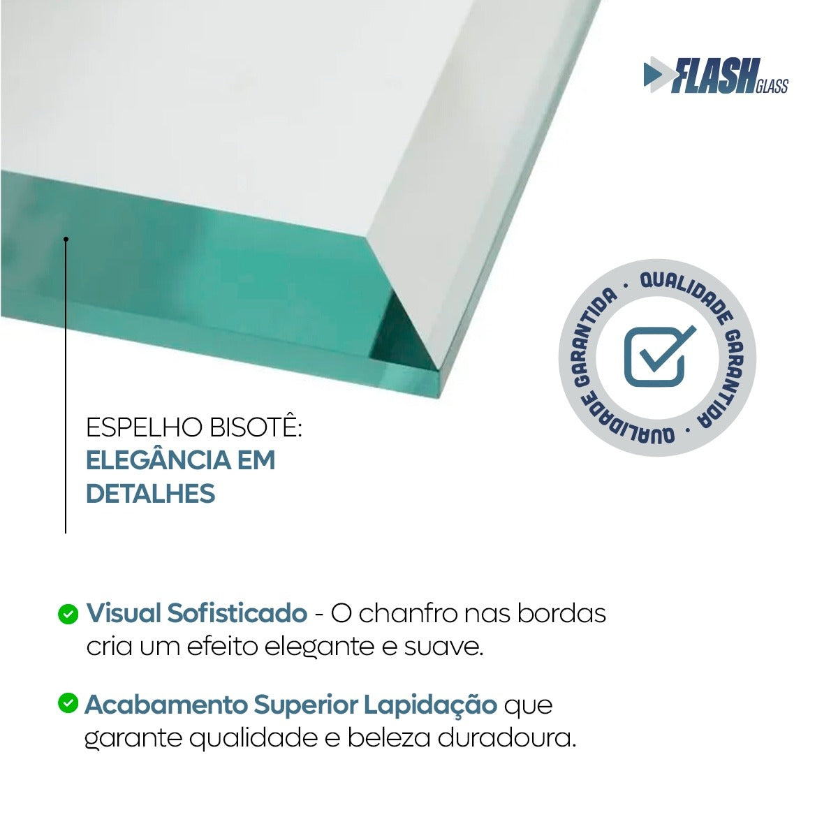Espelho Bisotê Quadrado 100x100 Cm Lapidado Luxo + Kit Instalação