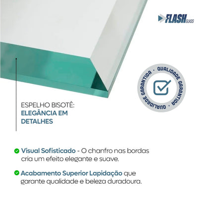 Espelho Bisotê Quadrado 100x100 Cm Lapidado Luxo + Kit Instalação