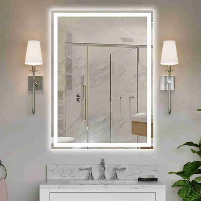 Espelho com Led Retangular Jateado 90x70 Cm Botão Touch Bivolt 110/220 V